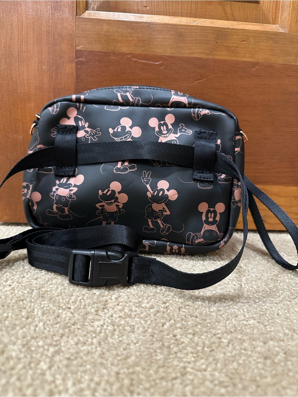 Petunia Pickle Bottom Black Crossbody/Belt Bag with Rose Gold Mickey Print - Picture 6 of 8